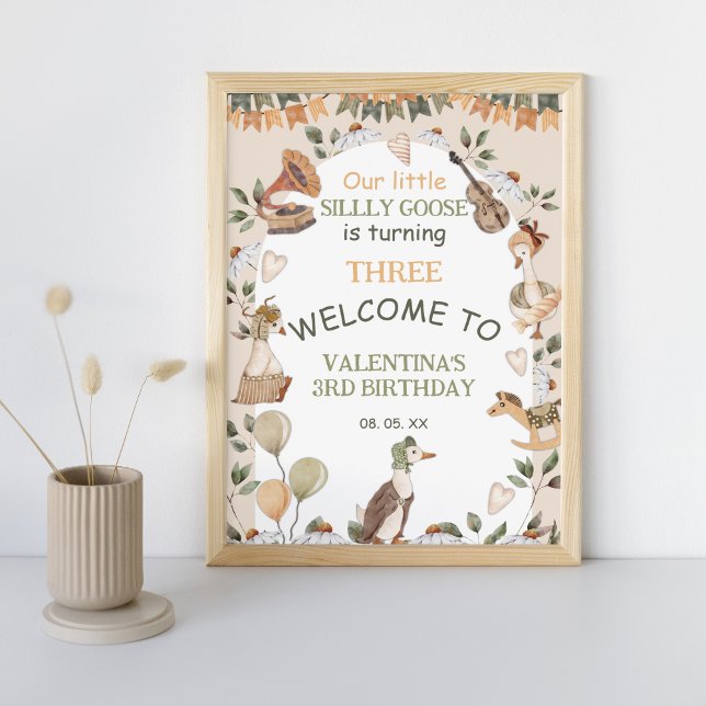 Cute Fånig Goose Nursery Rhymes Birthday Välkommen Poster (Skapare uppladdad)