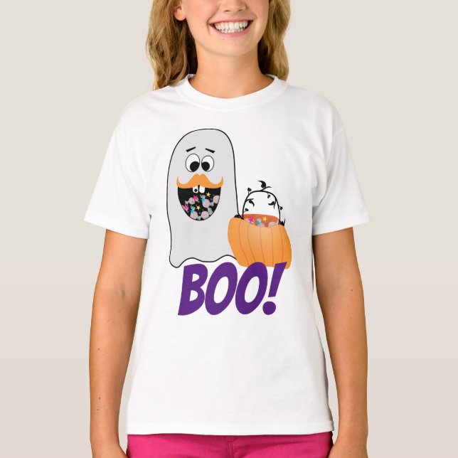 Cute Fånig Halloween Ghost Pumpkin Boo Kids T Shirt (Framsida)