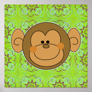 Cute Fånig Monkey Ansikte Poster