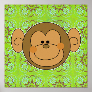 Cute Fånig Monkey Ansikte Poster