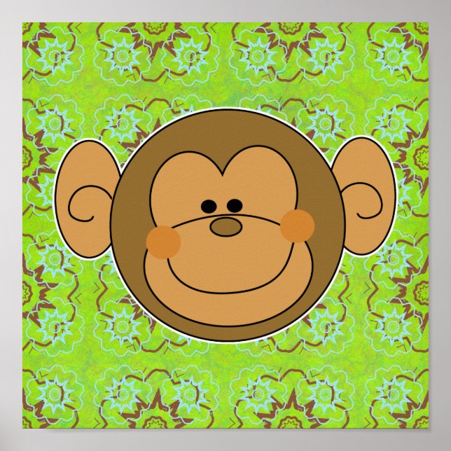 Cute Fånig Monkey Ansikte Poster (Framsidan)
