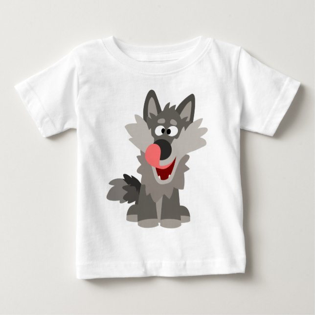 Cute Fånig Tecknad Varg Baby T-Shirt (Framsida)