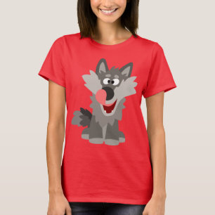 Cute Fånig Tecknad Varg Kvinnor T-Shirt