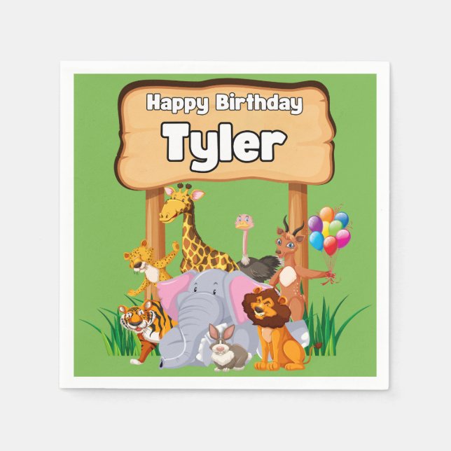 Cute Fantastisk Zoo Animal Barn Party Pappersservett (Framsidan)