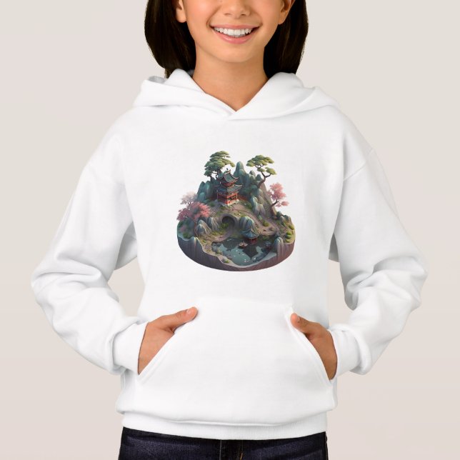 Cute Fantasy 3D liggande Barn Pullover Hoodie T Shirt (Framsida)