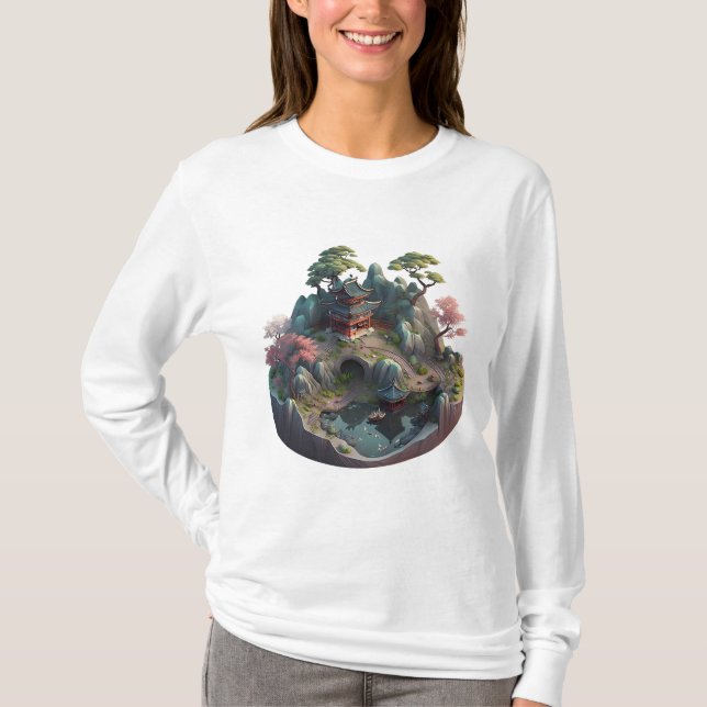 Cute Fantasy 3D Liggande Lång sleeve T-shirt (Framsida)