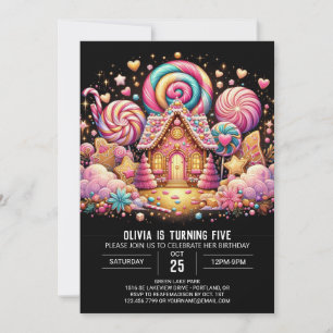 Cute Fantasy Candyland Digital Birday Inbjudningar