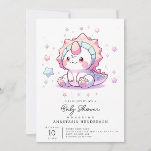 Cute Fantasy Dinosaur Baby Shower Inbjudningar