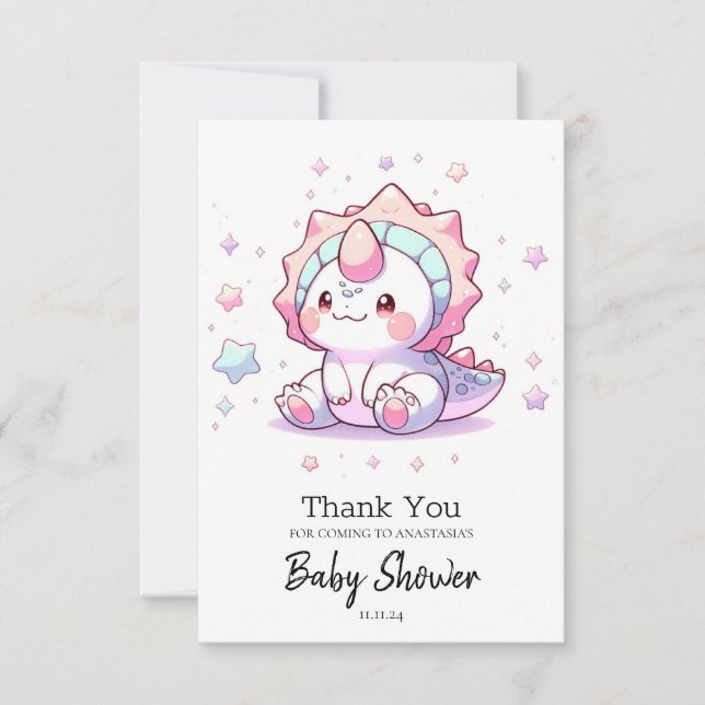 Cute Fantasy Dinosaur Baby Shower Tack Kort (Framsida)
