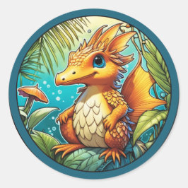 Cute Fantasy Dinosaur Runt Klistermärke