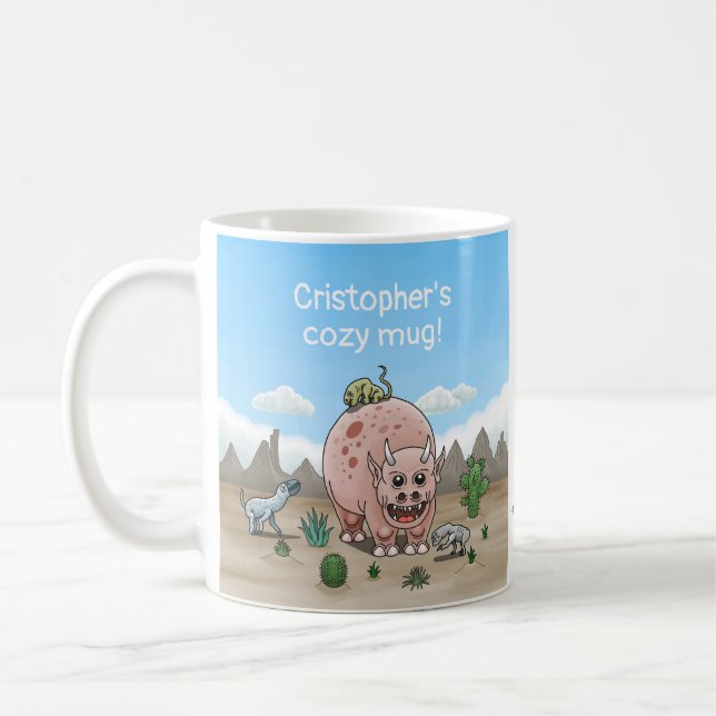 Cute Fantasy Dinosaurs Kaffemugg (Vänster)
