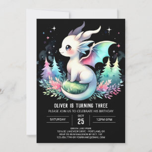 Cute Fantasy Dragon Birthday Inbjudningar
