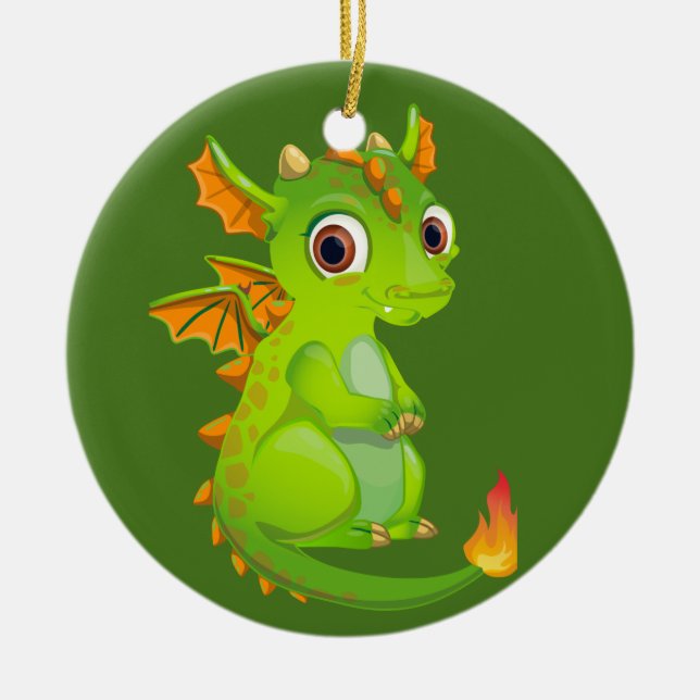 Cute Fantasy Dragon Julgransprydnad Keramik (Framsidan)