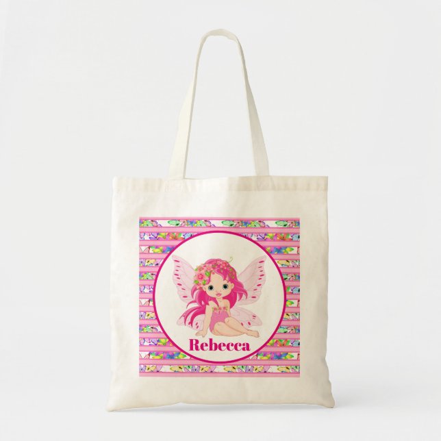Cute Fantasy Fairy add namn tote Tygkasse (Framsidan)