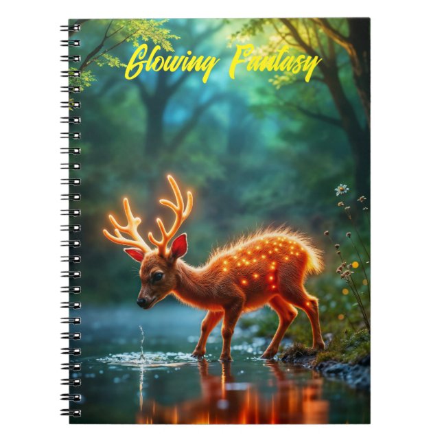 Cute fantasy hjort glans luminous willife anteckningsbok (Framsidan)