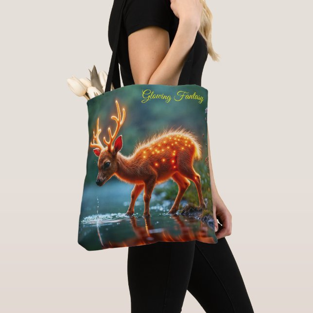 Cute fantasy hjort glans luminous willife tygkasse (Närbild)