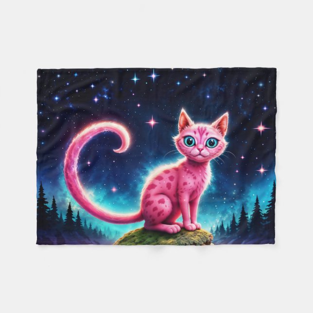 Cute fantasy rosa animal in night starry valley fleecefilt (Framsidan (Horisontell))