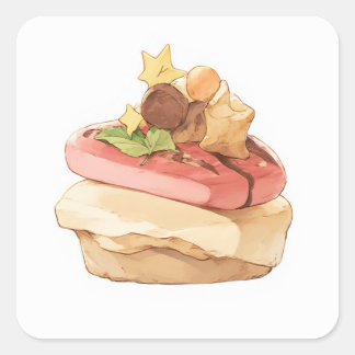 Cute Fantasy Sticker Fyrkantigt Klistermärke