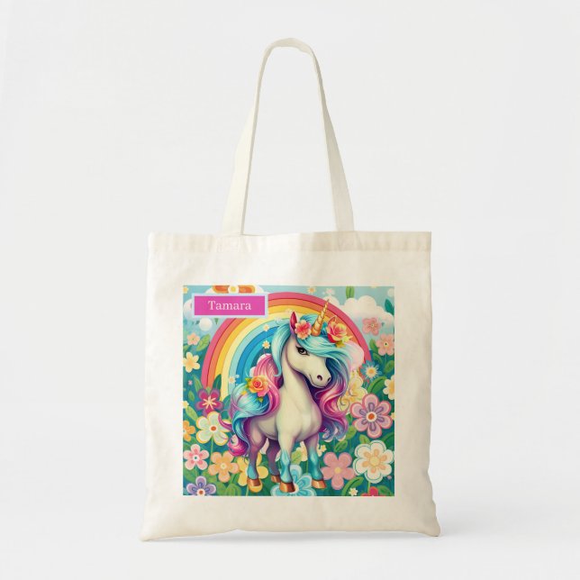 Cute fantasy Unicorn add namn Tygkasse (Framsidan)