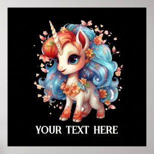 Cute Fantasy Unicorn älskare lägger till text Poster