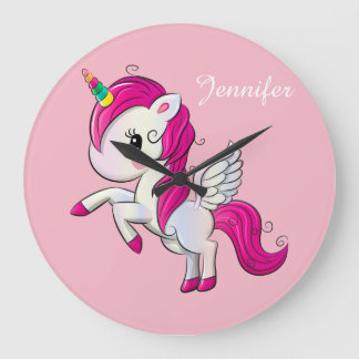 Cute Fantasy Unicorn Stor Klocka