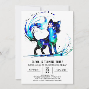 Cute Fantasy Varg Digital Girl Birthday Inbjudningar