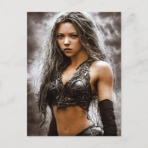 CUTE FANTASY WARRIOR GIRL POSTCARDS VYKORT