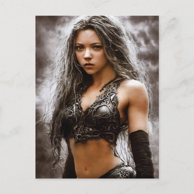 CUTE FANTASY WARRIOR GIRL POSTCARDS VYKORT (Framsida)