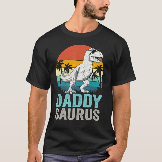 Cute Far Daddysaurus Rex Dinosaur Pappa Sau T Shirt (Framsida)