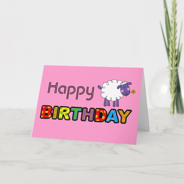 Cute Får grattis på födelsedagen Kort (Framsida)