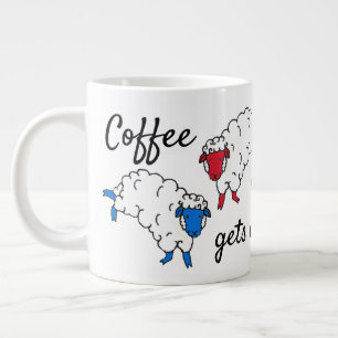Cute får hoppa på "Kaffe får mig att hoppa igå Jumbo Mugg
