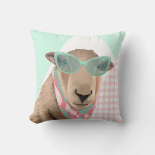 Cute Får med glas Kudde