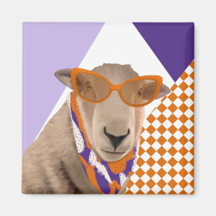 Cute Får med glas Magnet