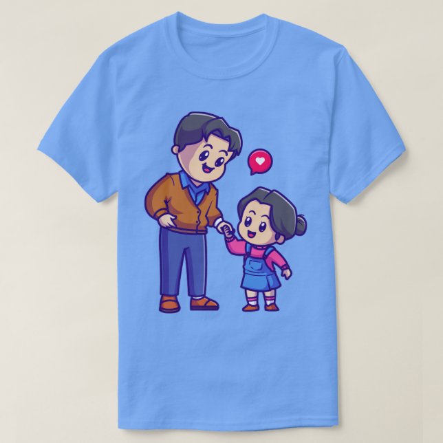 Cute Far med liten dotter-Tecknad T Shirt (Design framsida)