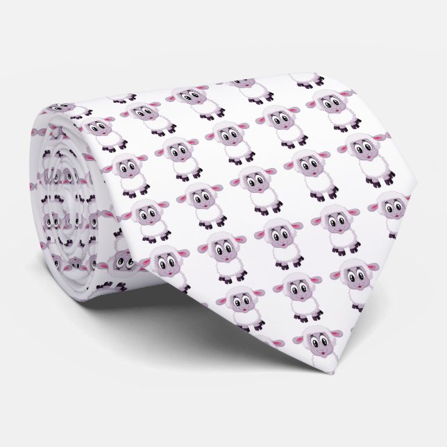 Cute får Necktie för gåva Slips (Rullad)