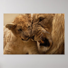 Cute Far och Son Lejon Poster