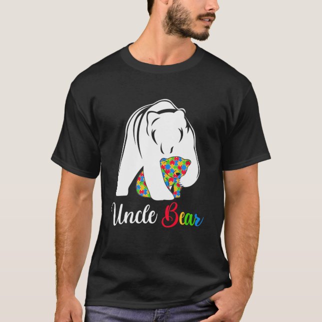 Cute farbror Bear Autism Awareness Autistic Family T Shirt (Framsida)