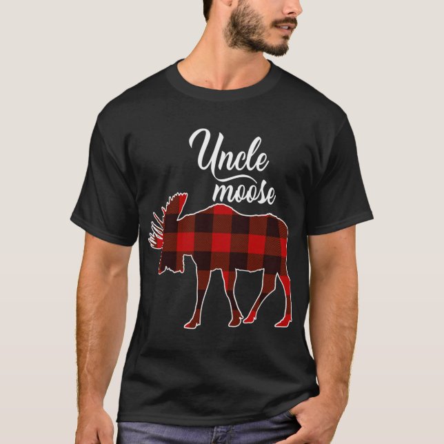 Cute farbror Moose - Red Plade Julmatchning Paj T Shirt (Framsida)