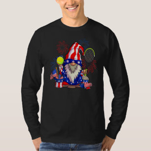 Cute farbror Sam Gnome Tennis USA flagga Patriotic T Shirt