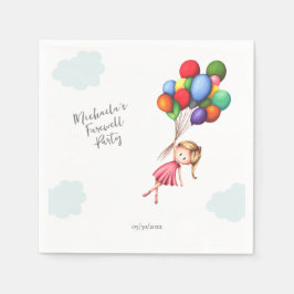 Cute Farewell Girl med Balloons Pension Pappersservett