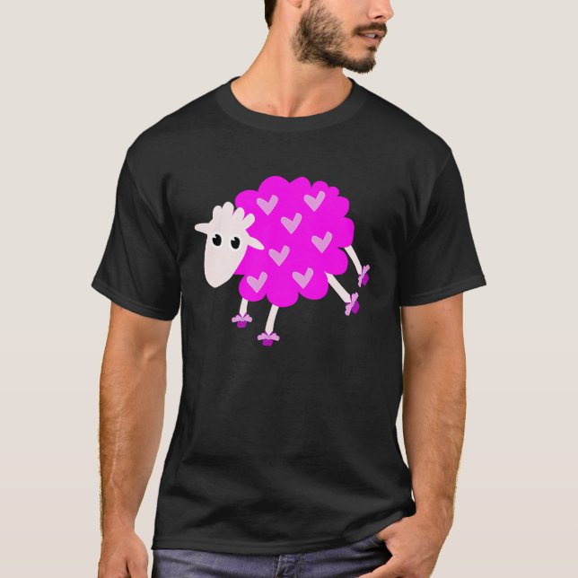 Cute fårfår Dam får Rosa får T Shirt (Framsida)