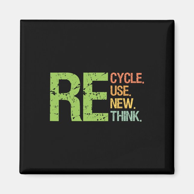 Cute Färg Återvinna Återanvänd Renew ReThink Earth Magnet (Framsidan)