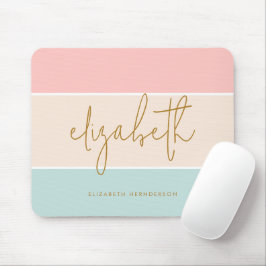 Cute Färg Block Pastel Rosa Gult Blue Rand Musmatta