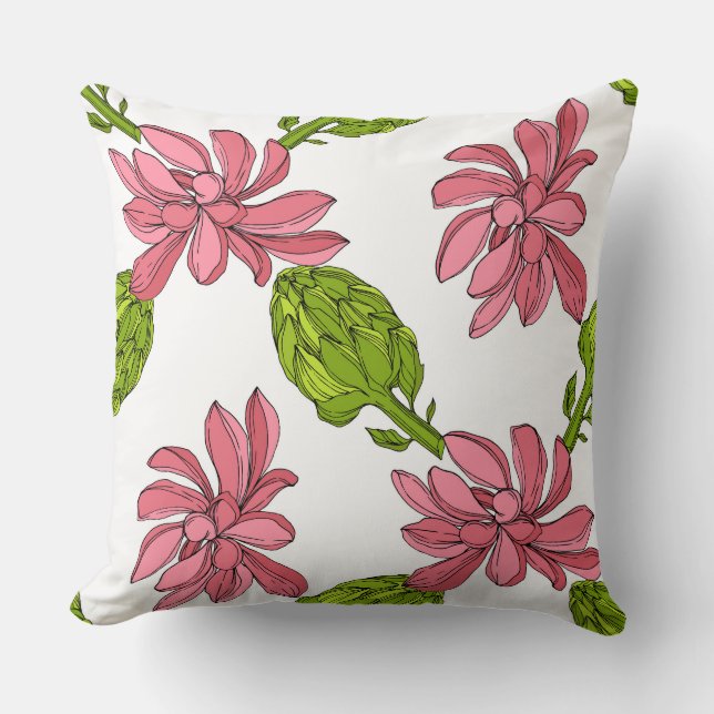 Cute färg blommigt i djungeln Succules rosa Kudde (Framsida)
