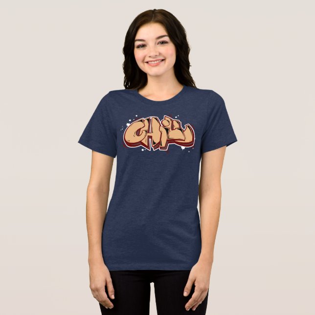 Cute färg chokladbrun graffiti Chill T Shirt (Framsida Full)