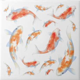 Cute färg orange och vit japansk fisk Koi Kakelplatta