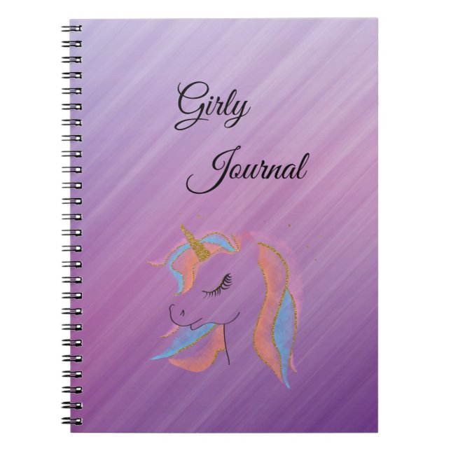 Cute,Färg,Rainbow Unicorn,Diagonal Linjer Anteckningsbok (Framsidan)