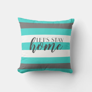 Cute Färg Stripe Grått och Blue Mönster med text Kudde