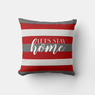 Cute Färg Stripe Grått och Red Mönster med text Kudde