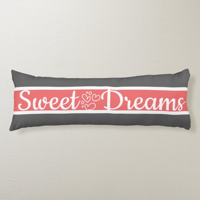 Cute Färg Stripe Grått och Rosa Mönster Kroppskudde (Framsidan)